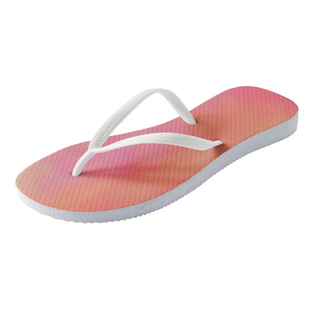 Pink and Orange Marrbled Cloud abstract Flip Flops (Angled)