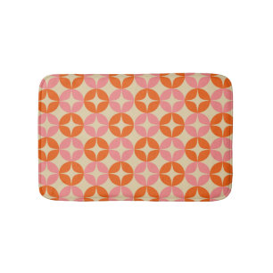 Pink and Orange Mid Century Mod Geometric Pattern Bath Mat