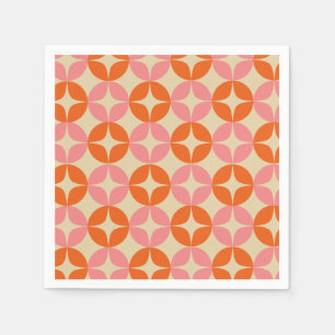 Pink and Orange Mid Century Mod Geometric Pattern Napkin