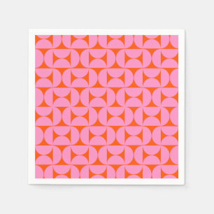 Pink And Orange Mid Century Modern Pattern Napkin