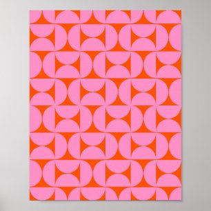 Pink And Orange Mid Century Modern Pattern Poster