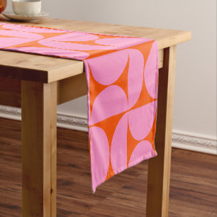 Pink And Orange Mid Century Modern Pattern Short Table Runner
