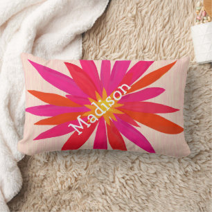 Pink and Orange Modern Stylized Floral Pillow