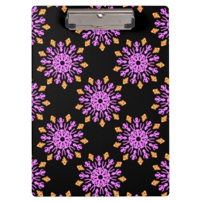 Pink and orange neon flower clipboard (Front)