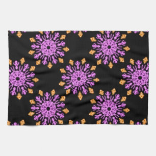 Pink and orange neon flower kitchen towel