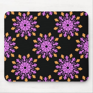 Pink and orange neon flower mouse pad