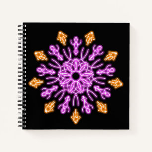 Pink and orange neon flower notebook