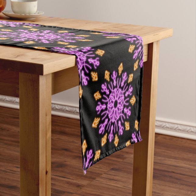 Pink and orange neon flower short table runner (In Situ)