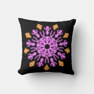 Pink and orange neon flower throw pillow