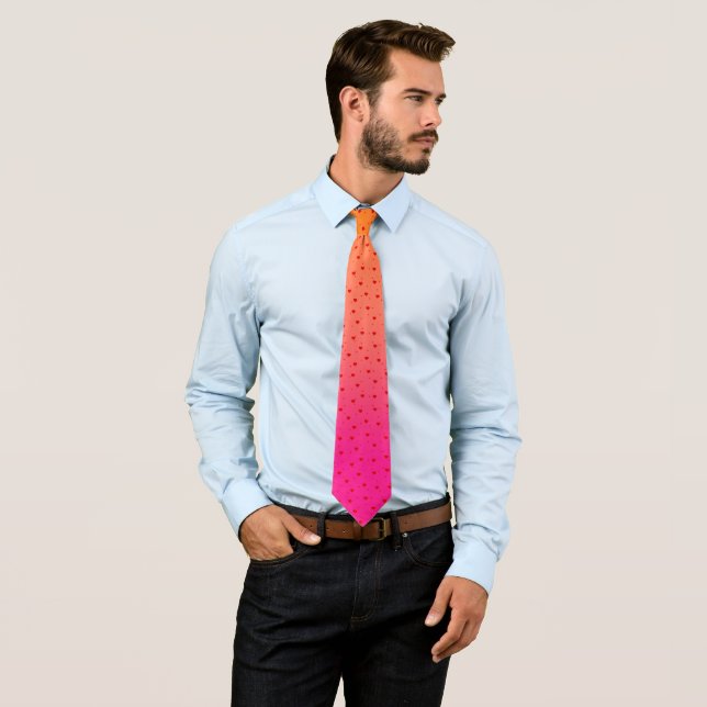 Pink and orange ombre red hearts pattern tie (In Situ)
