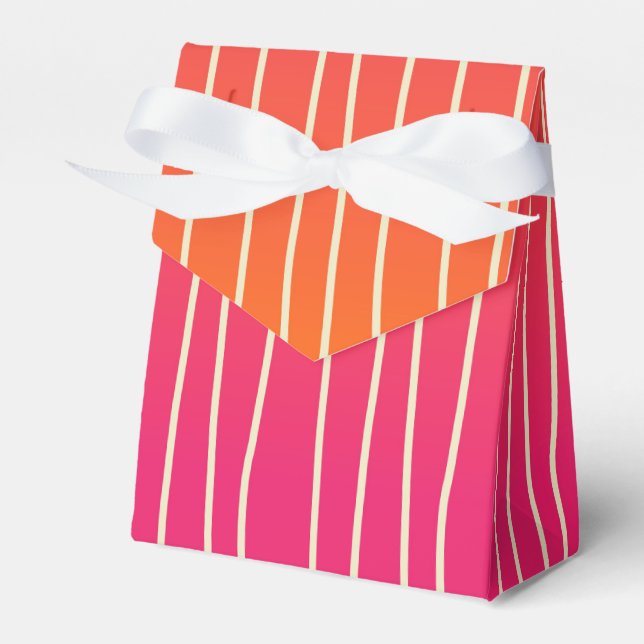 Pink and Orange Ombre with Begie Stripes Pattern Favor Box (Front Side)