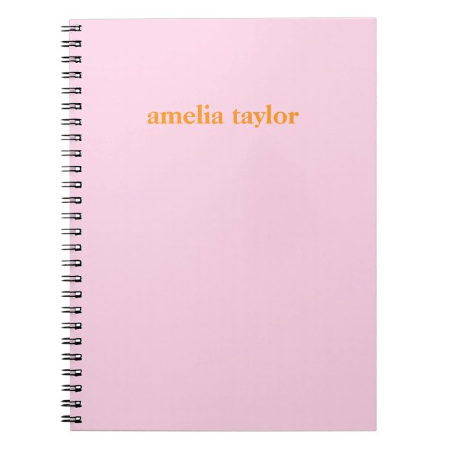 Pink And Orange Personalized Teacher Name Notebook (Front)