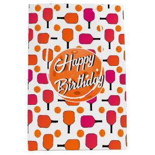 Pink and Orange Pickleball Paddles Personalized Medium Gift Bag