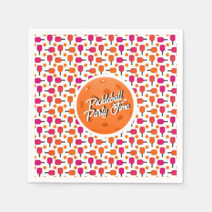 Pink and Orange Pickleball Paddles Personalized Napkin