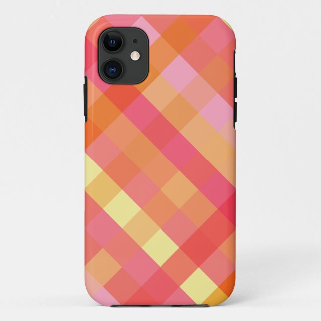 Pink and orange plaid Case-Mate iPhone case (Back)