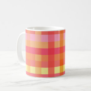 Pink and orange plaid coffee mug