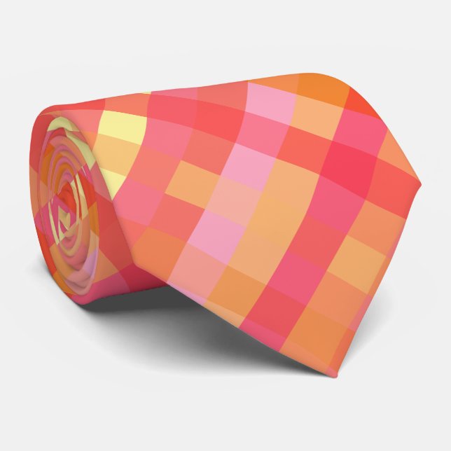 Pink and orange plaid tie (Rolled)