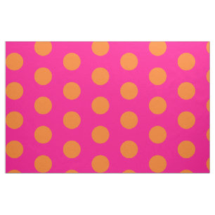 Pink And Orange Polka Dot Combed Cotton Fabric