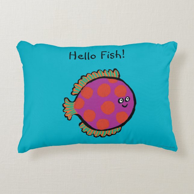 Pink and Orange Polka-Dot Fish Accent Pillow (Front)