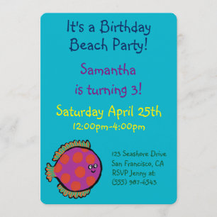 Pink and Orange Polka-Dot Fish Invitation
