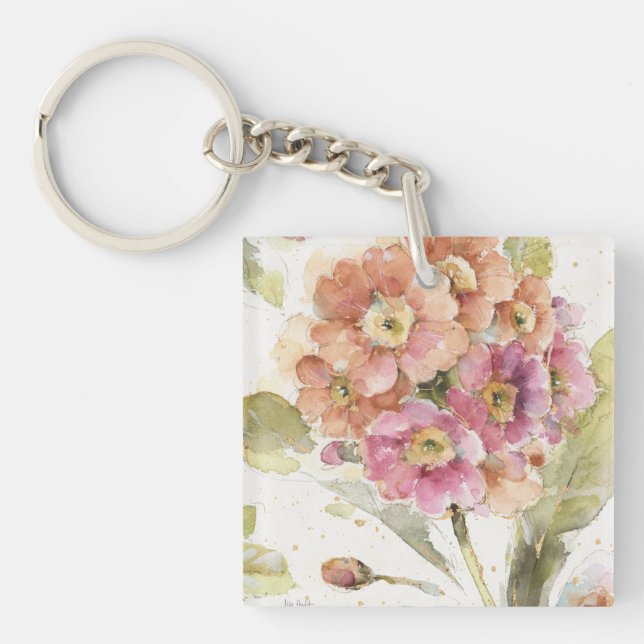 Pink and Orange Primrose Keychain (Front)