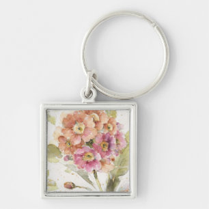 Pink and Orange Primrose Keychain