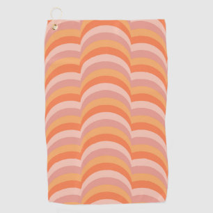Pink and orange retro style curves pattern golf towel