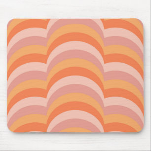 Pink and orange retro style curves pattern mouse pad