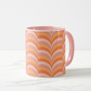 Pink and orange retro style curves pattern mug