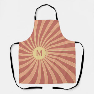 Pink and orange retro style sunburst design apron