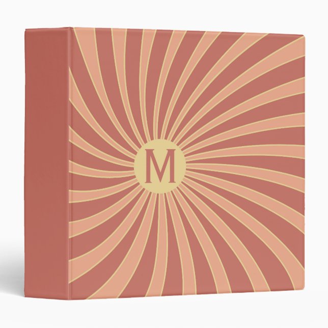 Pink and orange retro style sunburst design binder (Front/Spine)