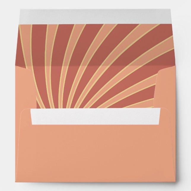 Pink and orange retro style sunburst design envelope (Back (Bottom))