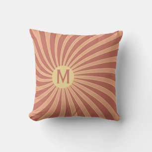 Pink and orange retro style sunburst design throw pillow