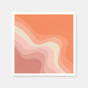 Pink and orange retro style waves napkin