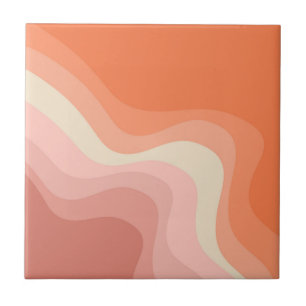 Pink and orange retro style waves tile