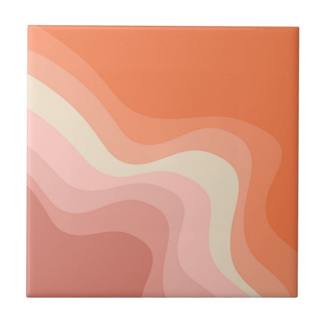 Pink and orange retro style waves tile (Front)