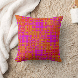 PINK AND ORANGE RETRO THROW PILLOW