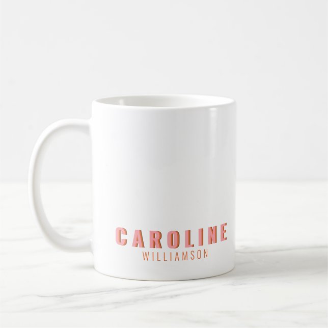 Pink and Orange Retro Typography Creative Modern Coffee Mug (Left)