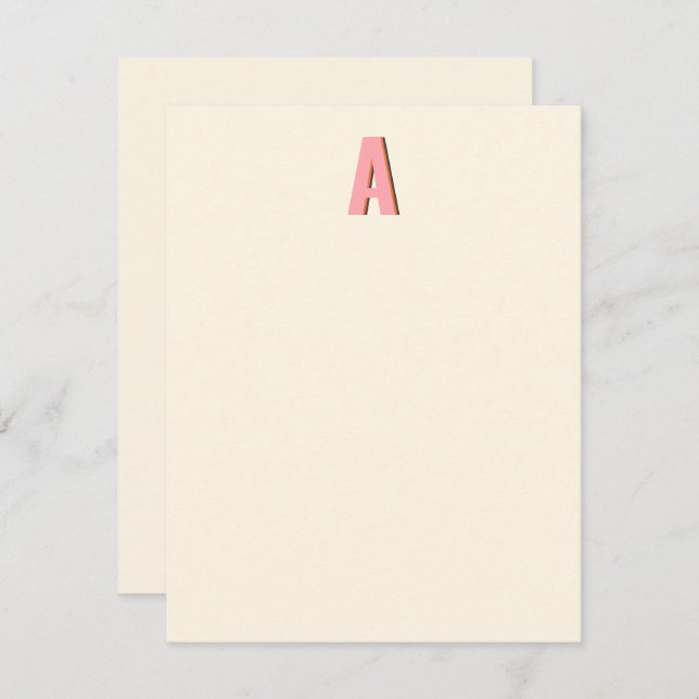 Pink and Orange Retro Typography Monogram Initial  Card (Front/Back)