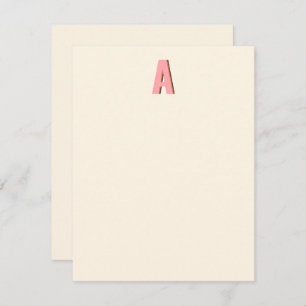 Pink and Orange Retro Typography Monogram Initial  Card