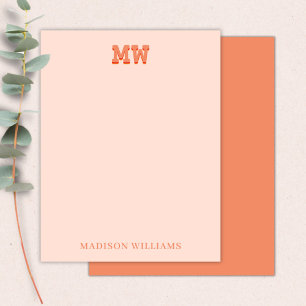 Pink and Orange Retro Typography Monogram Initial Card