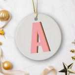 Pink and Orange Retro Typography Monogram Initial Ceramic Ornament<br><div class="desc">Add a bold, vintage touch to your Christmas decor with this personalized monogram ceramic ornament, featuring a vibrant pink and orange retro typography design. Perfect for those who love a playful and nostalgic aesthetic, this ornament can be customized with your initials, making it a one-of-a-kind keepsake or a thoughtful holiday...</div>