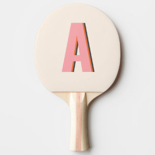 Pink and Orange Retro Typography Monogram Initial Ping Pong Paddle