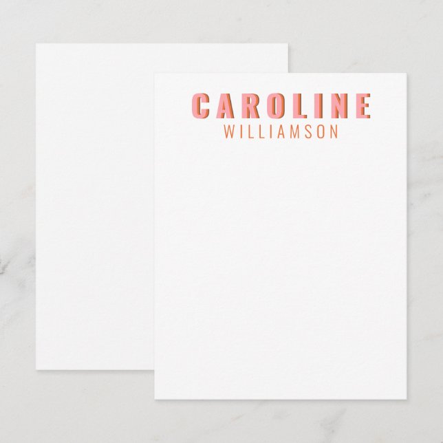 Pink and Orange Retro Typography Personalized Name Card (Front/Back)