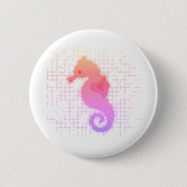 Pink And Orange Seahorse On Distressed Background 2 Inch Round Button (Front)