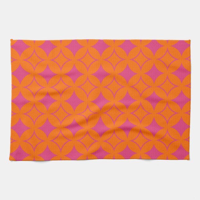Pink and orange shippo kitchen towel (Horizontal)