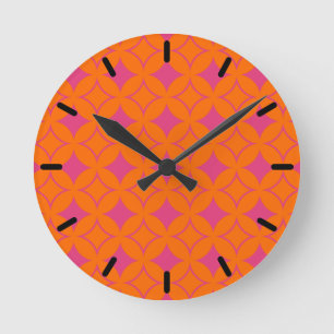 Pink and orange shippo round clock