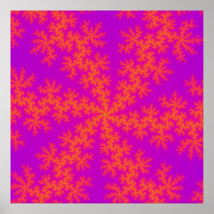 Pink and Orange Snowflake Poster