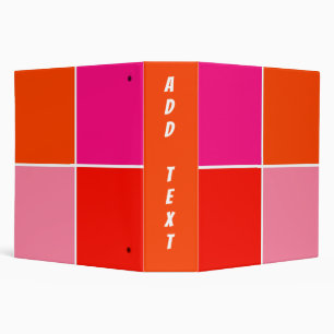 Pink and Orange Squares Binder