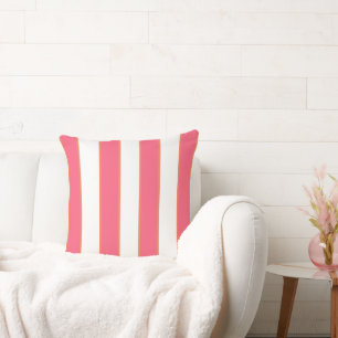 Pink and orange stripe  throw pillow